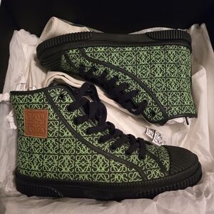 Green Patterned High-Top Sneakers